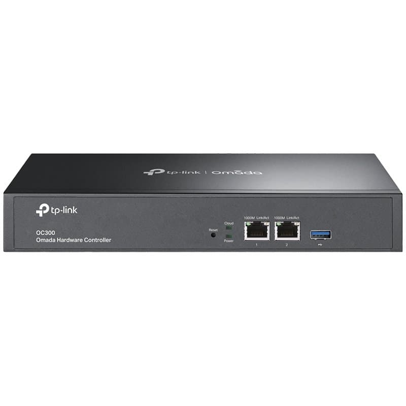 TP-Link OC300 Omada Hardware Controller, 2× 10/100/1000 Ports, 1× USB 3.0 Port, Cloud Access, Up to 500 Omada access points, 100 Omada switches, and 100 Omada routers, Multi-site Management, Omada App, Metal casing, Rack-Mountable
