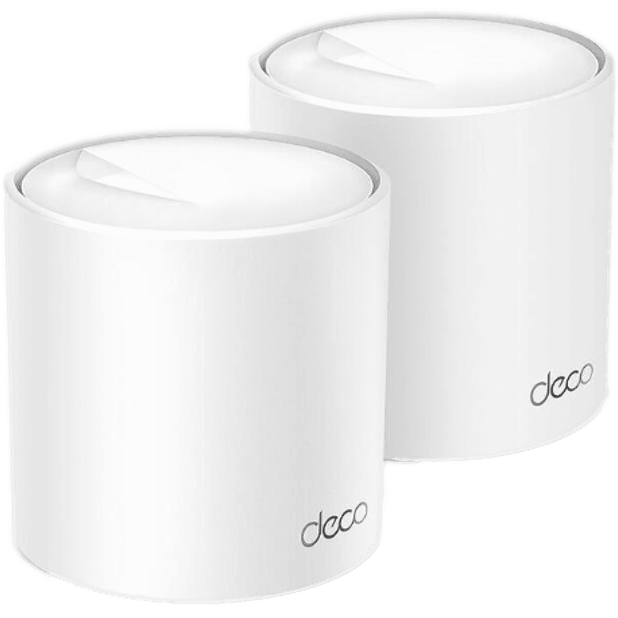 TP-Link Deco X50(2-pack) AX3000 Whole Home Mesh Wi-Fi 6 System, 574 Mbps at 2.4 GHz + 2402 Mbps at 5 GHz, 2× Internal Antennas, 3× Gigabit Ports (WAN/LAN auto-sensing), 2 Streams and HE160 for 5GHz, Deco App, Router/AP Mode, IPv6, IPTV, HomeShield