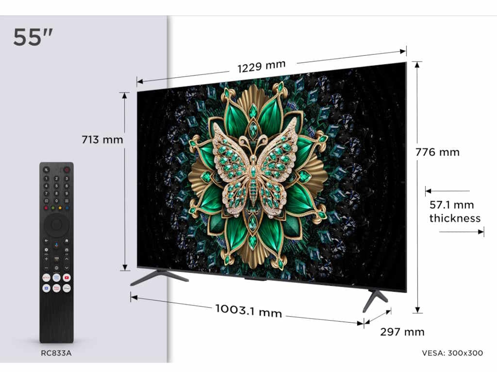TCL 55"C6K 4K QD-Mini LED TV144Hz Google TV; Game Master;Dolby Atmos; Onkyo 2.1; HDR Premium;
