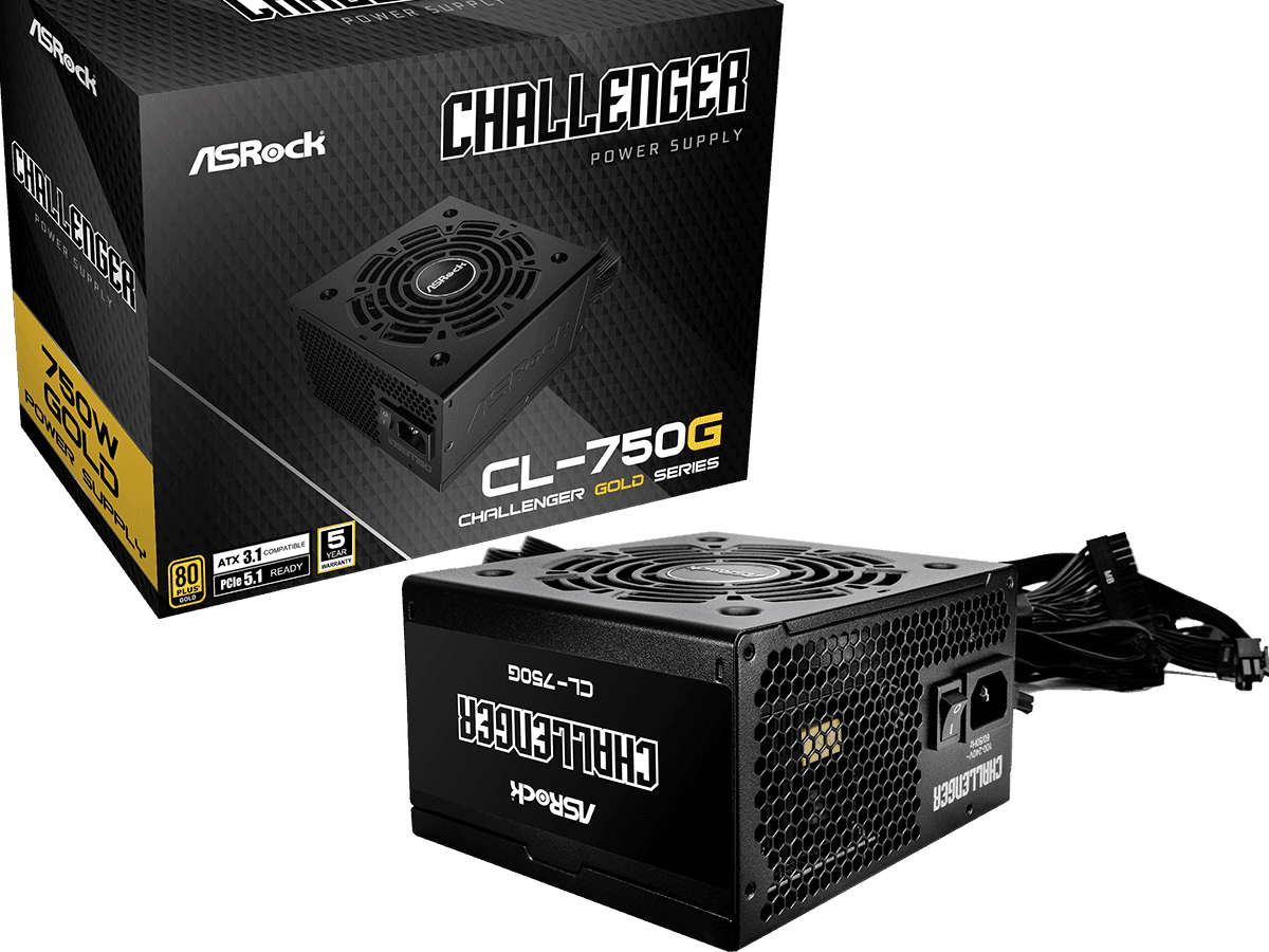 ASROCK PSU 750W Gold Challenge80PLUS, 120mm fan, ATX 3.1PCIe 5.1
