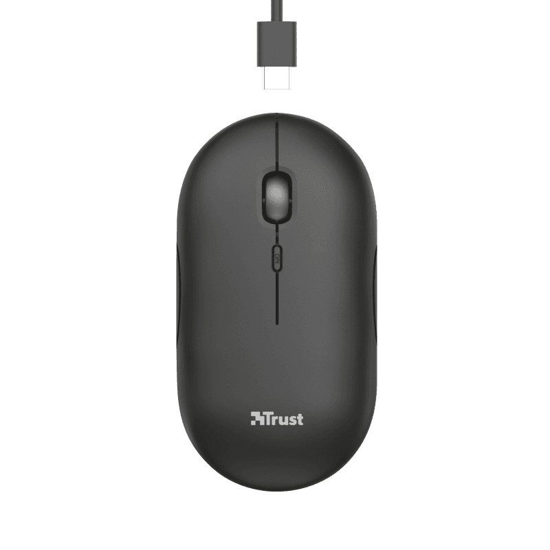 Trust Puck wireless punjivimiš, ultra-thin, silent,800-1600 dpi, obje ruke, 4 tipke, crni