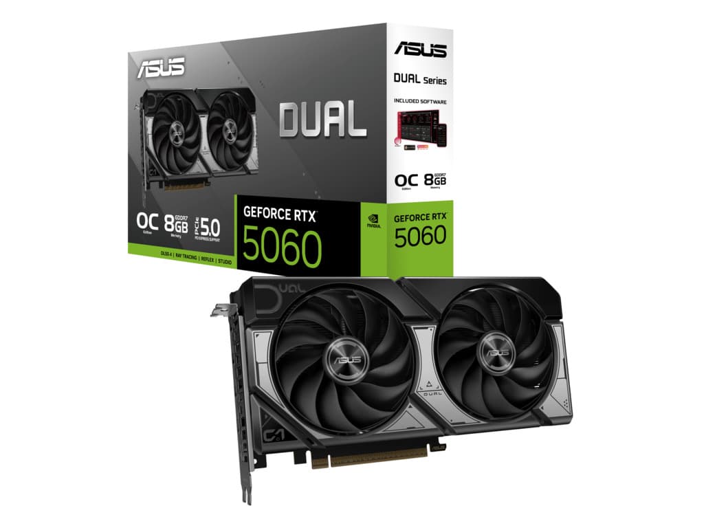 ASUS VGA DUAL-RTX5060-O8G 8GB GDDR7 OC, 128-bit, 3x DP, 1x HDMI