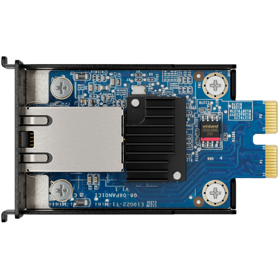 Synology E10G22-T1-MINI 10GbE RJ-45 network upgrade module for compact Synology servers, 10/5/2.5/1 Gbps Multi-Gig support, PCIe 3.0 x2, for models DP340, DS1525+, DS923+, DS723+, RS422+, DS1522+