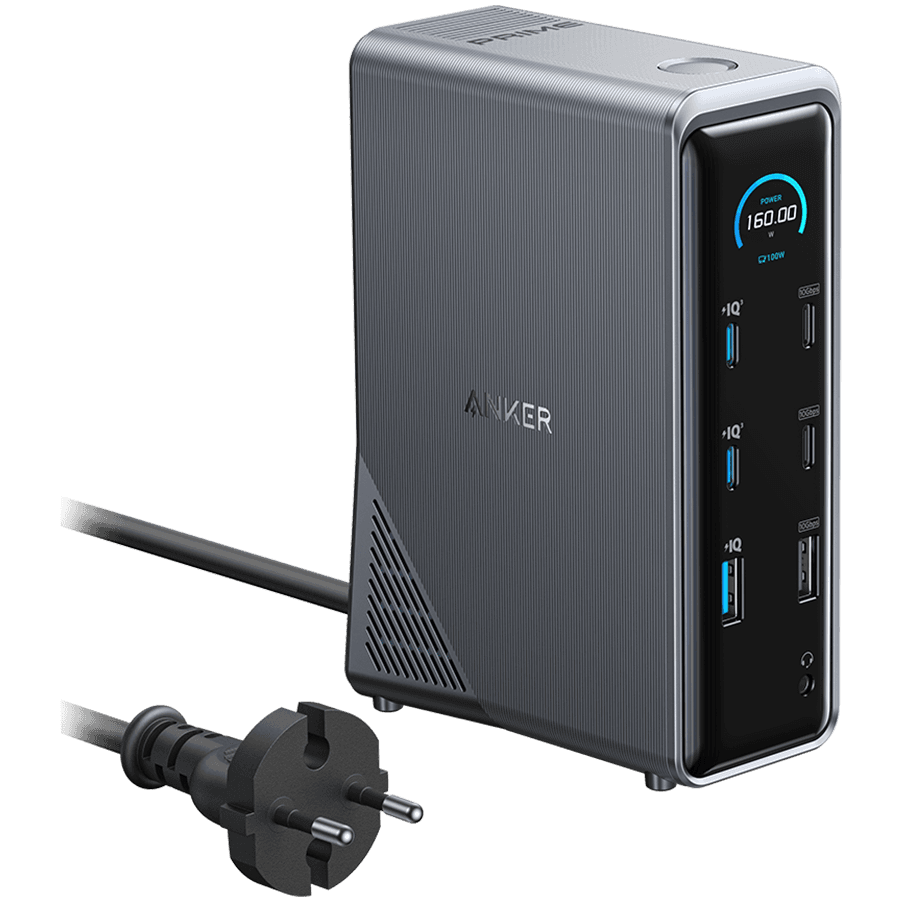 Anker Prime Charging Docking Station (14-in-1, Dual Display, 160W, 1Gbps Ethernet, 1x USB-A 10Gbps, 3x USB-A 480Mbs,1x USB-A 12W, 2x USB-C 10Gpbs, 2x USB-C 100W Charging, 1x USB-C Upstream Port, 2x HDMI 2.0 4K@60Hz, 1x 3.5mm Audio,)