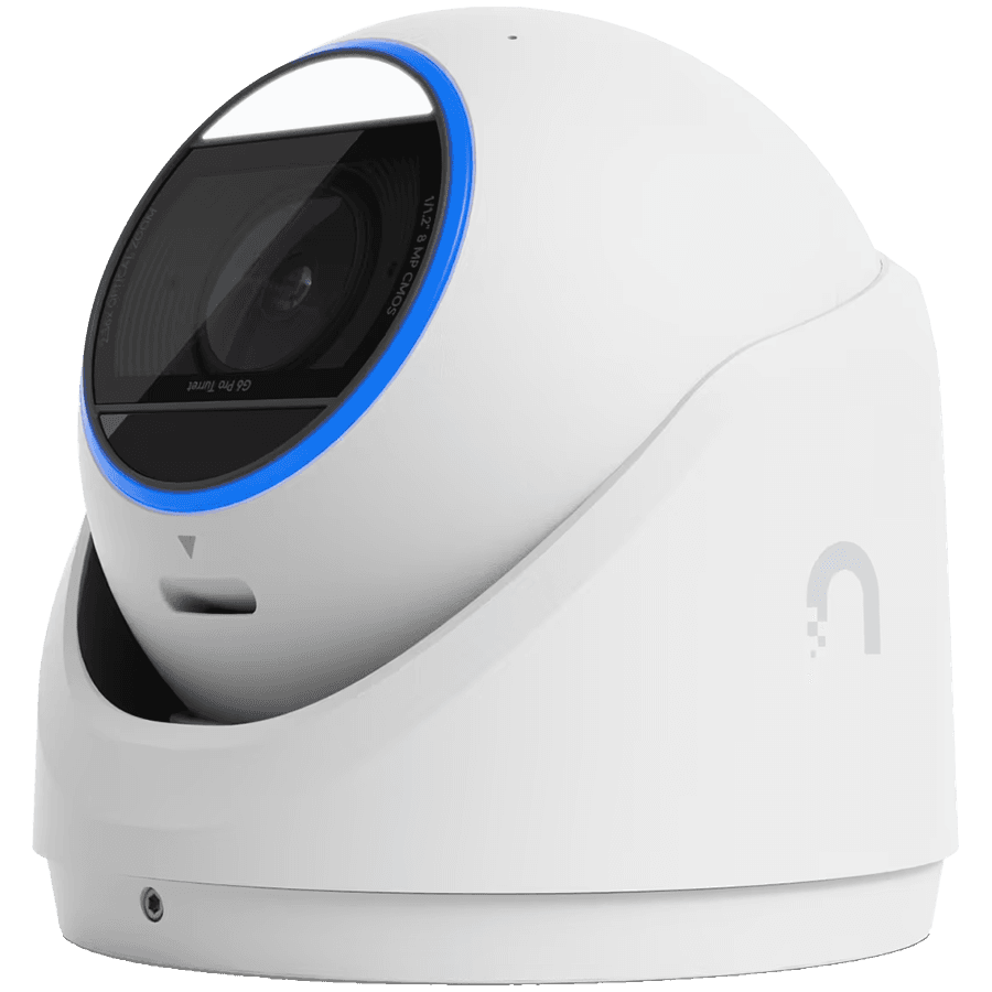 Ubiquiti UVC-G6-Pro-Turret-W All-weather tamper-resistant 4K PoE+ camera with a Multi-TOPS AI engine, 2.36x optical zoom, and a large 1/1.2" CMOS sensor for exceptional low-light clarity and long-range IR night vision
