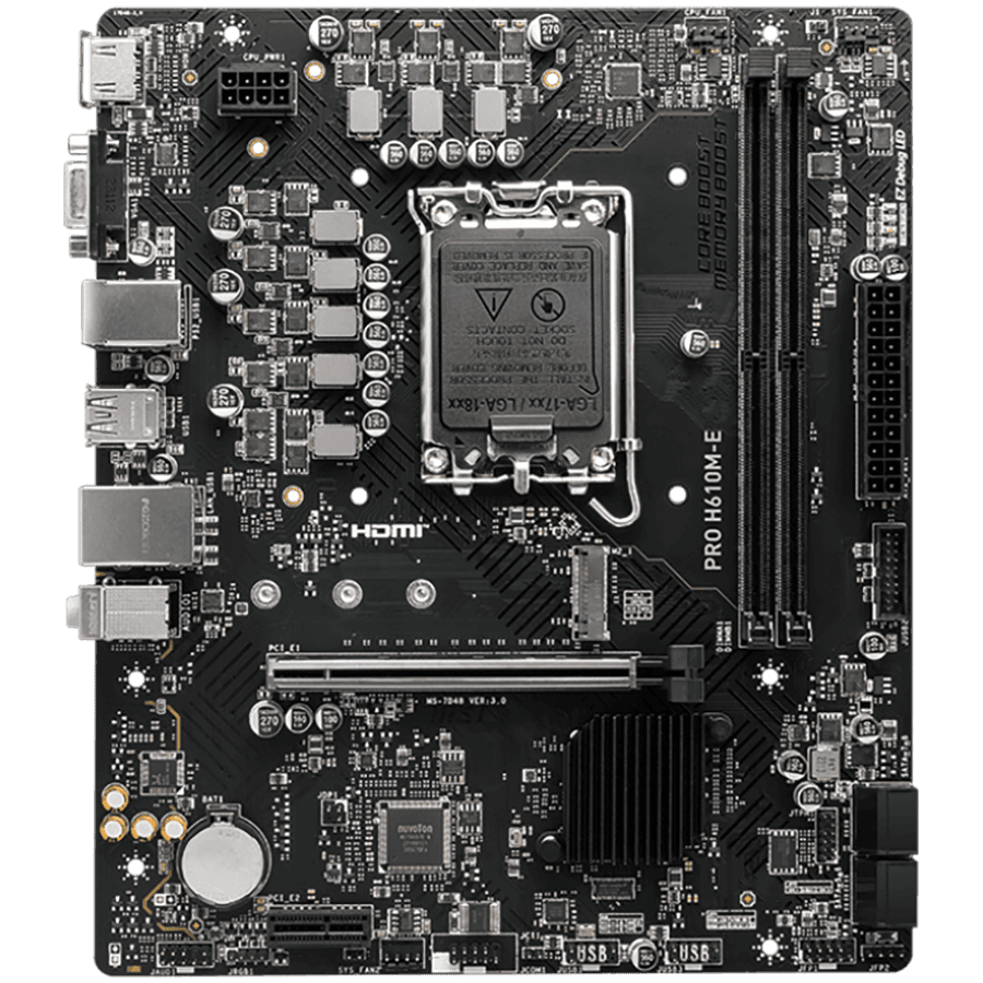 MSI PRO H610M-G LGA 1700 Intel H610 SATA 6Gb/s Micro ATX Motherboard 2x DDR5 PCI-E x16 slot M.2 Intel I219V1Gbps LAN EZ Debug LED